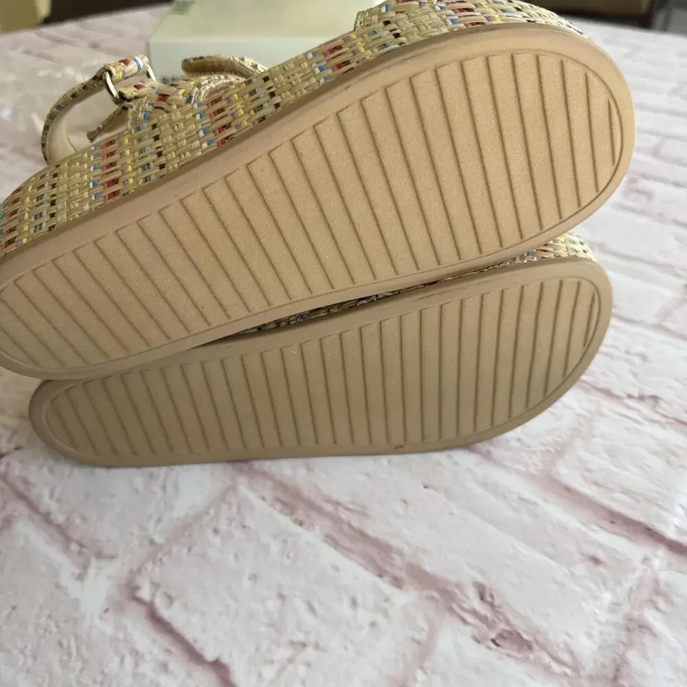 Anne Klein AKVerse Multicolor Platform Sandal Rafia 7M NIB